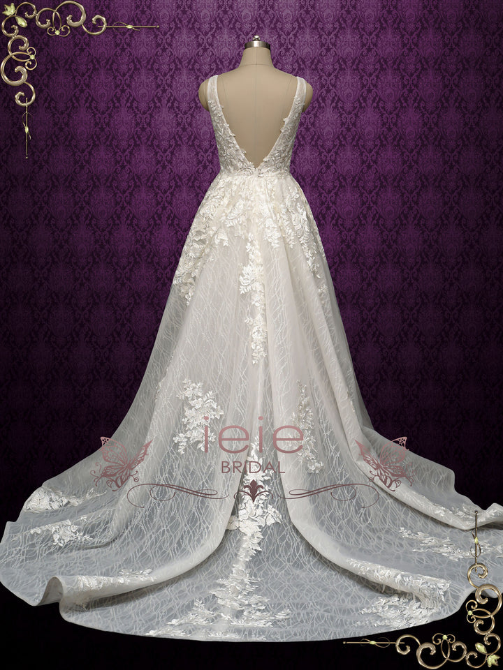 Sparkly Lace Ball Gown with Open Back BRISA