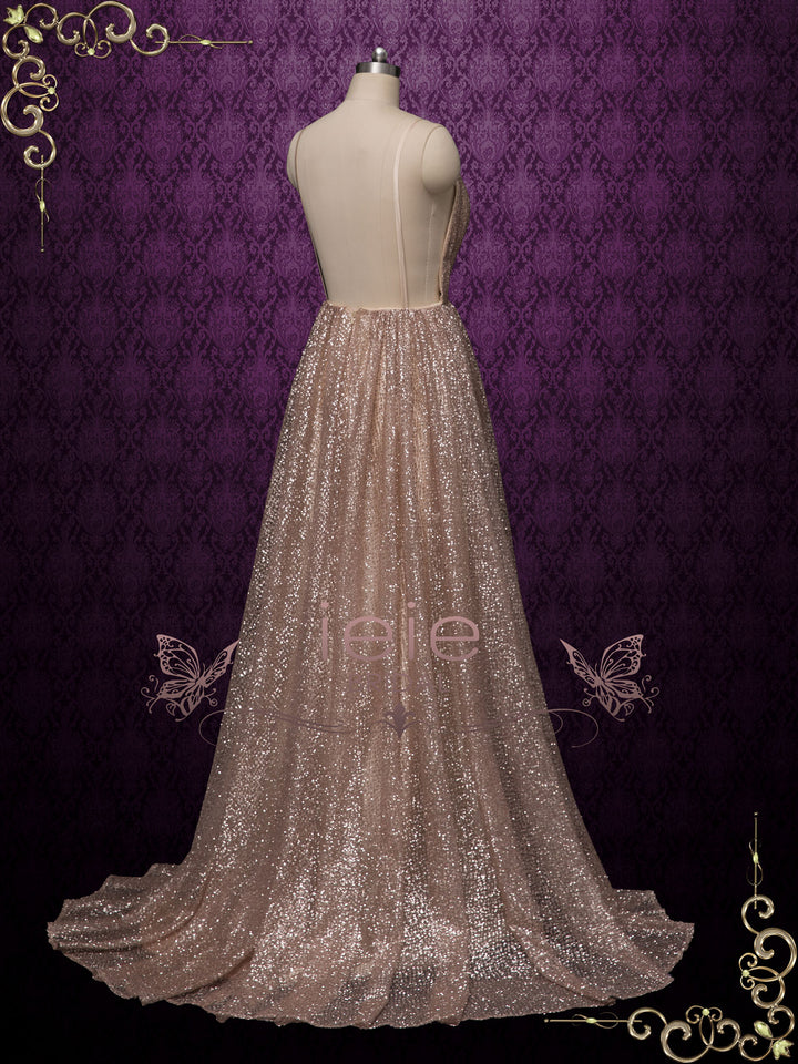 Shimmery Sparkly Open Back Formal Evening Dress FARRAH