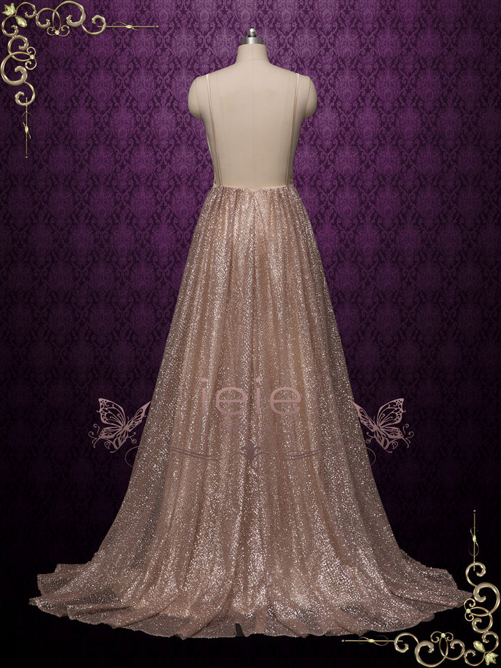 Shimmery Sparkly Open Back Formal Evening Dress FARRAH