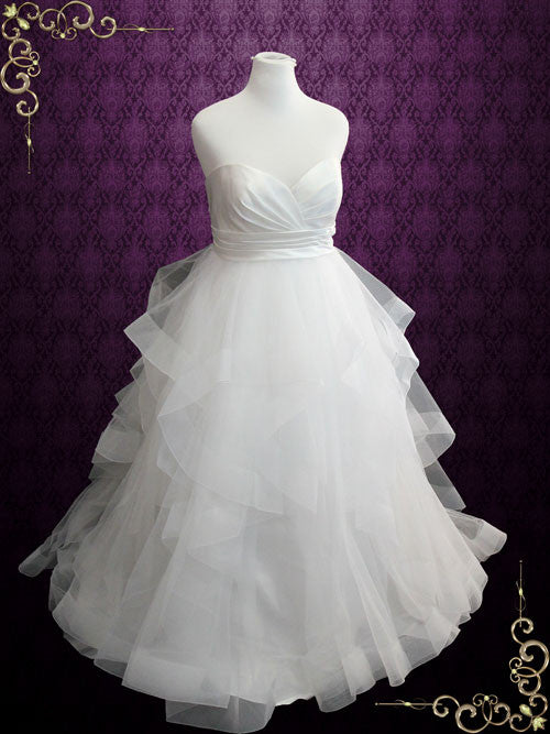 Plus Size Strapless Ball Gown Wedding Dress with Ruffle Skirt