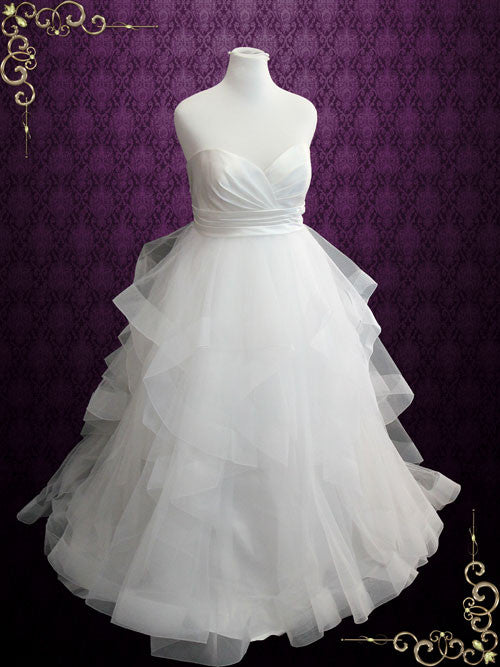 Plus Size Strapless Ball Gown Wedding Dress with Ruffle Skirt | Daphne
