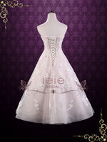 Tea Length Pink Lace Wedding Dress KAYLEE