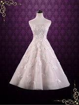 Tea Length Pink Lace Wedding Dress KAYLEE