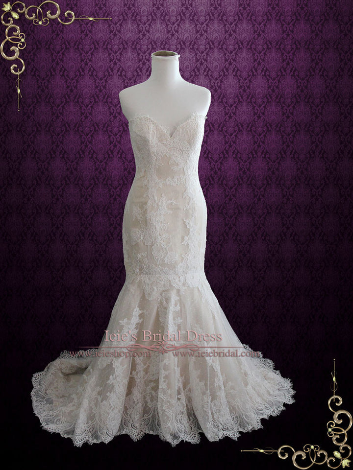 Strapless French Lace Mermaid Wedding Dress | Nicky