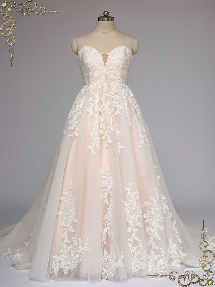 Strapless Champagne Lace Wedding Dress ORION – ieie