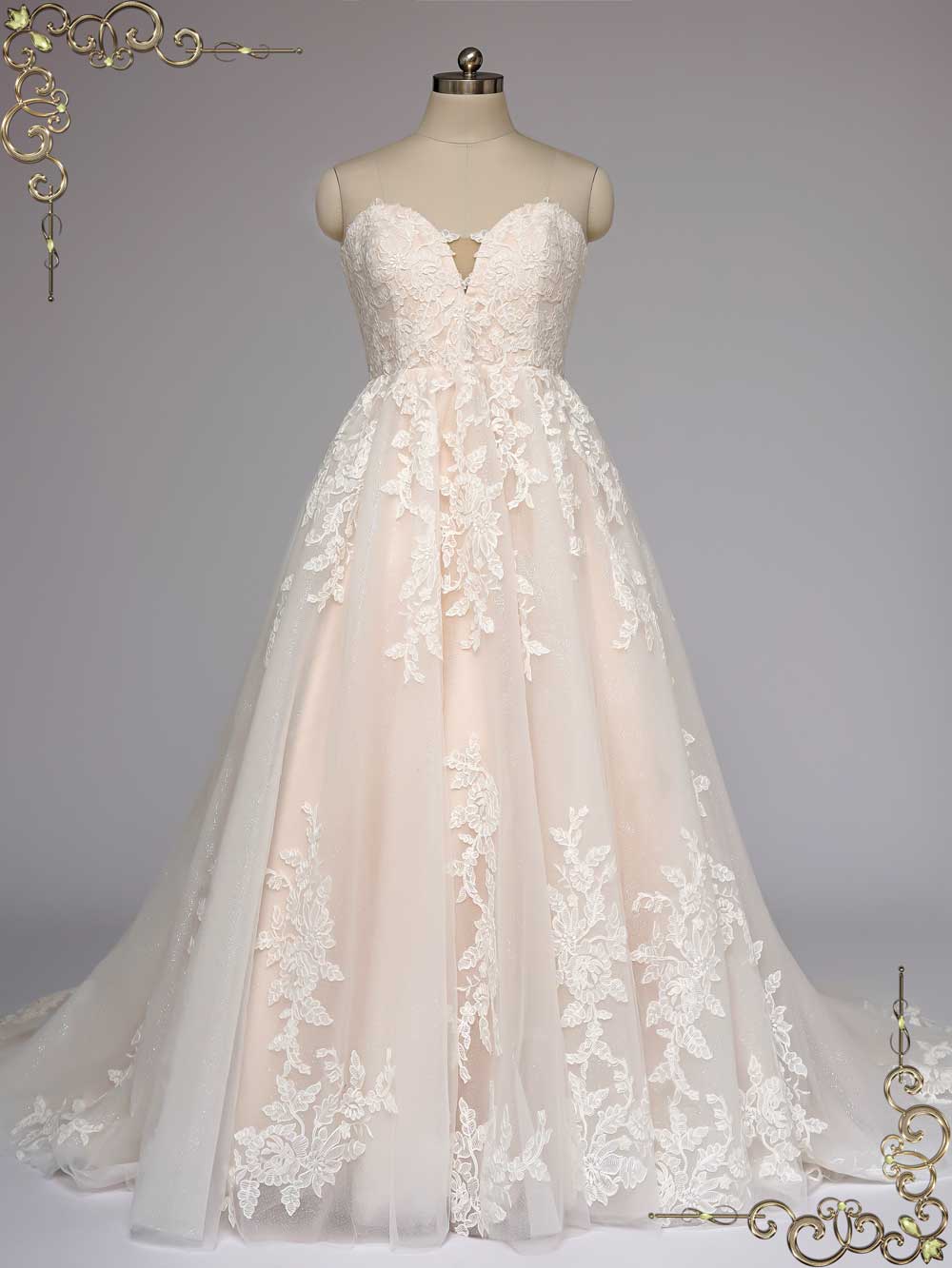 Strapless Champagne Lace Wedding Dress ORION
