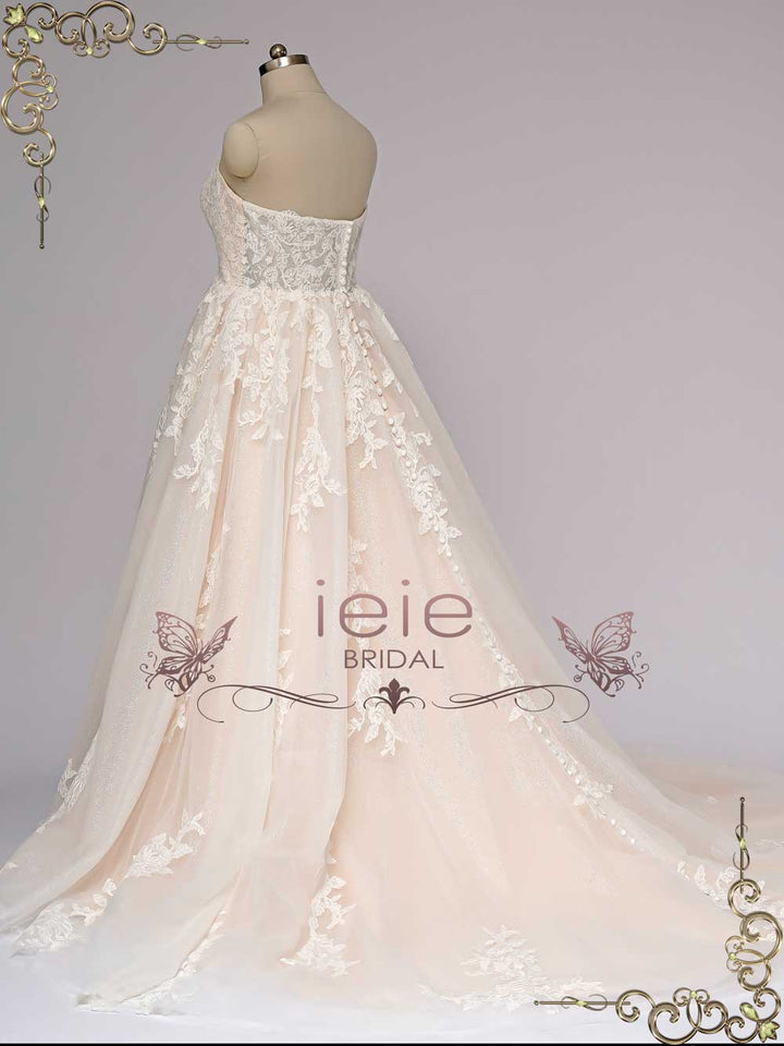 Strapless Champagne Lace Wedding Dress ORION