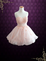Blush Pink Cherry Blossom Short Cocktail Formal Dress ALIA