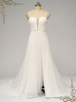 Strapless Chiffon Wedding Dress with Side Slit ALLEGRA
