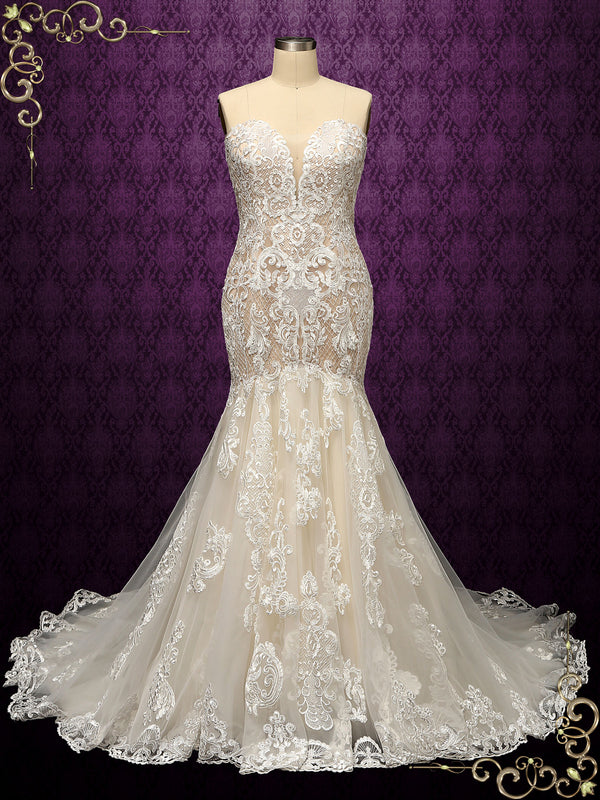 Luxurious Strapless Lace Mermaid Wedding Dress ALESSIA