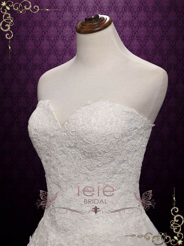 Strapless Ball Gown Lace Wedding Dress | Katrina