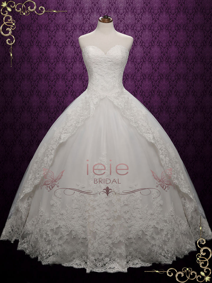 Strapless Ball Gown Lace Wedding Dress | Katrina