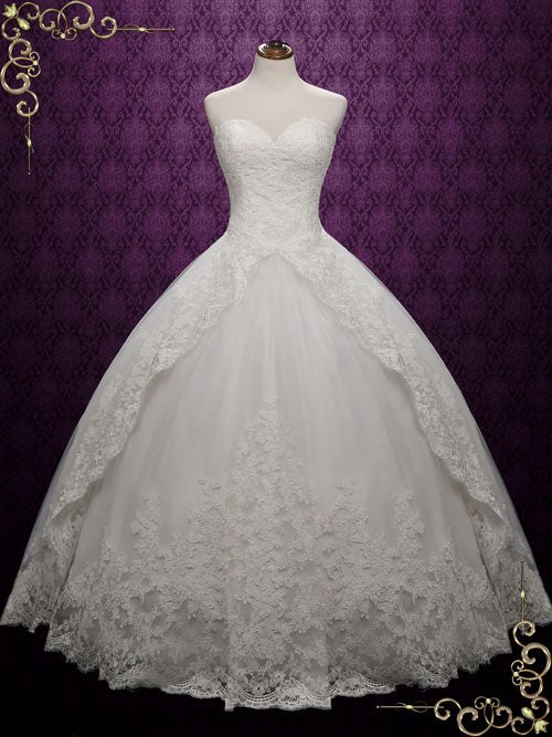 Strapless Ball Gown Lace Wedding Dress | Katrina