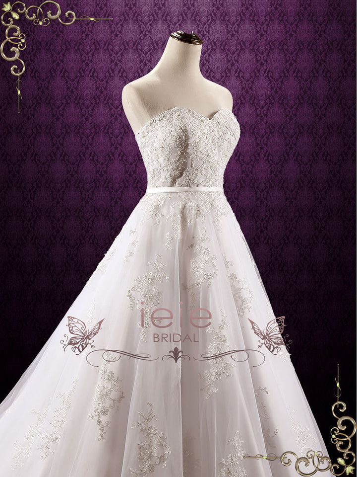 Classic Strapless Lace Ball Gown Wedding Dress | Darlene