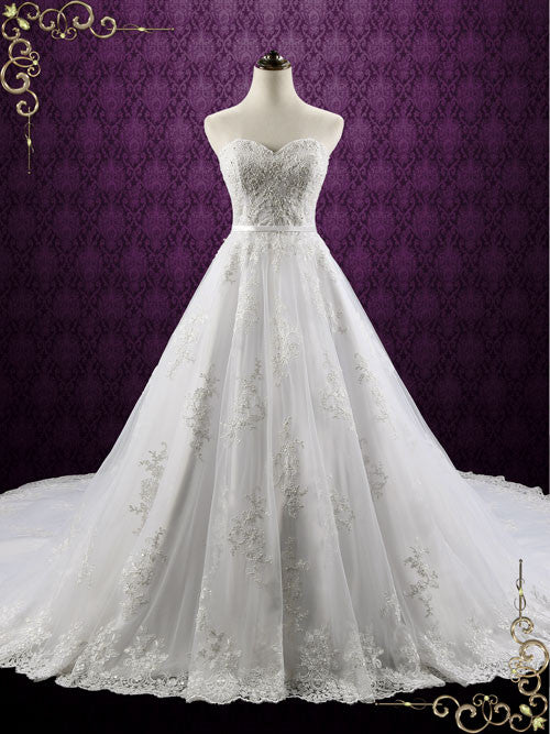 Classic Strapless Lace Ball Gown Wedding Dress | Darlene