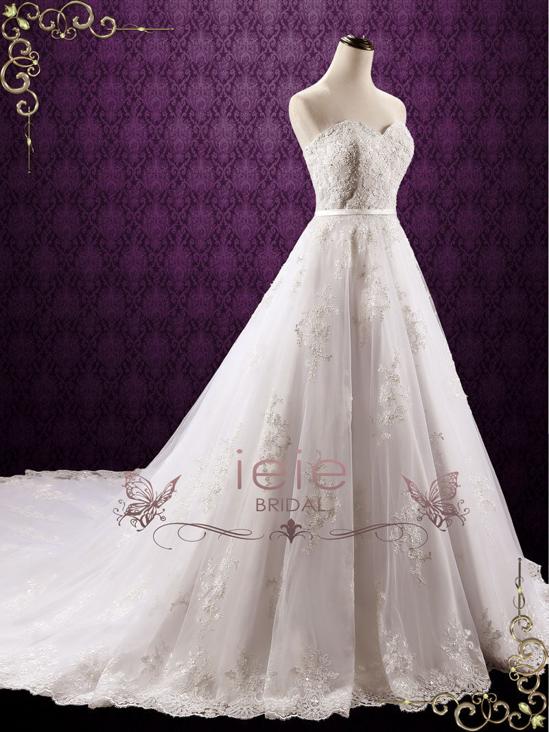 Classic Strapless Lace Ball Gown Wedding Dress | Darlene