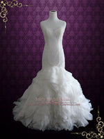 Strapless Lace Mermaid Wedding Dress with Organza Ruffle Skirt | Lindsay