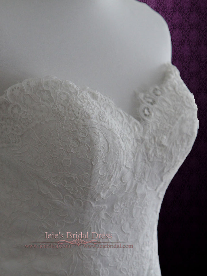 Strapless Lace Mermaid Wedding Dress with Organza Ruffle Skirt | Lindsay
