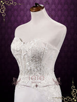 Strapless Lace Mermaid Wedding Dress with Ruffle Skirt | Adelia