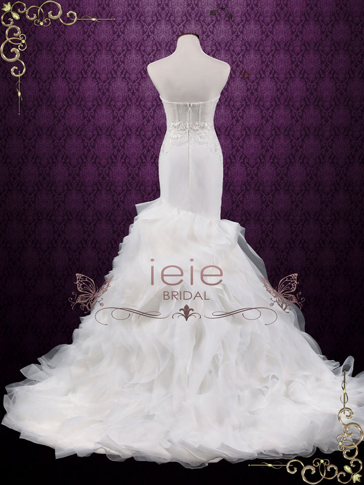 Strapless Lace Mermaid Wedding Dress with Ruffle Skirt | Adelia