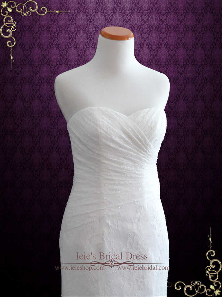 Elegant Strapless Mermaid Lace Wedding Dress | Tina