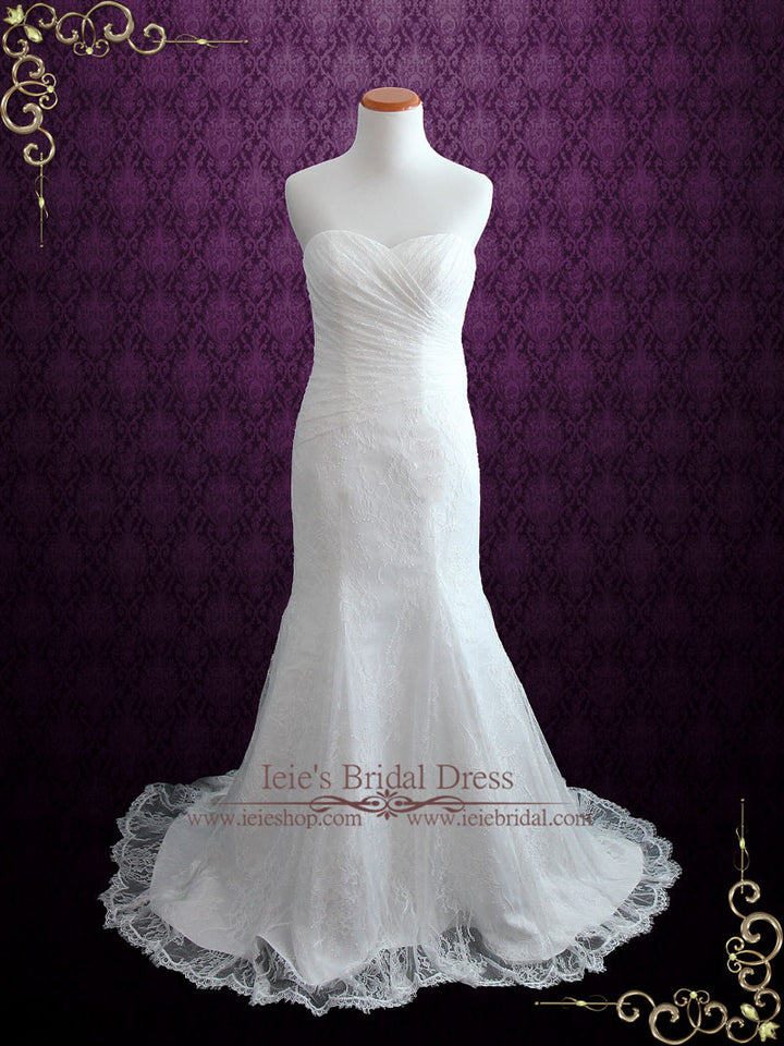 Elegant Strapless Mermaid Lace Wedding Dress | Tina