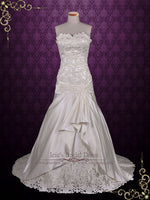 Strapless Satin Lace Wedding Dress with Dropped Waist H2001
