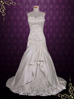 Strapless Satin Lace Wedding Dress with Dropped Waist H2001