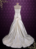 Strapless Satin Lace Wedding Dress with Dropped Waist H2001