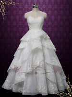 Strapless Lace Wedding Dress with Ruffle Layered Skirt MICKENZIE