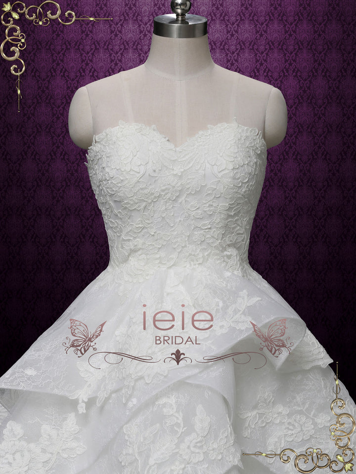 Strapless Lace Wedding Dress with Ruffle Layered Skirt MICKENZIE