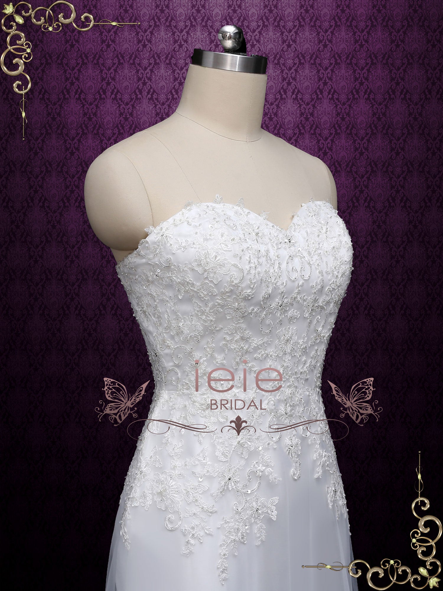 Strapless Slim A-line Lace Wedding Dress LYN