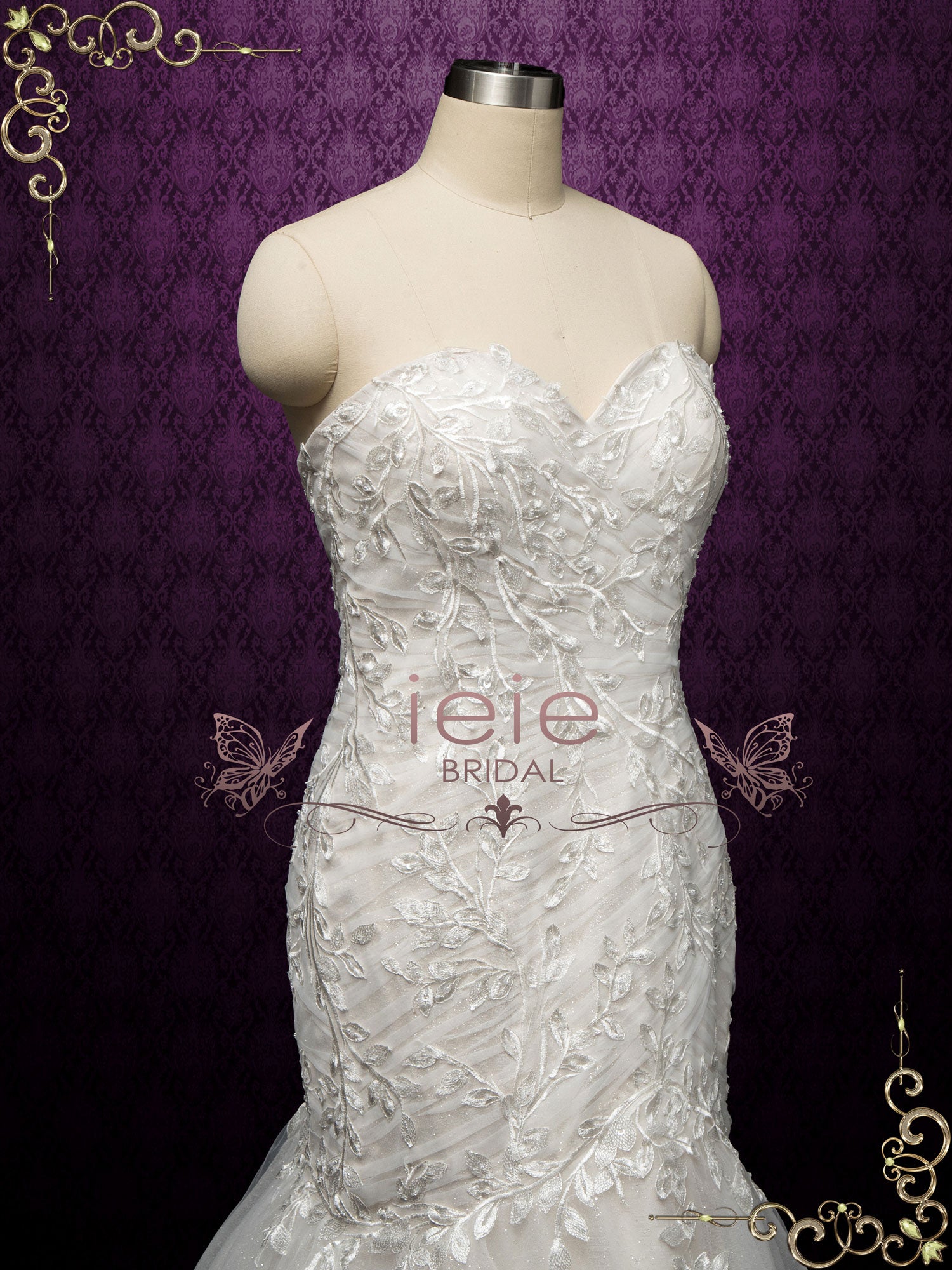 Strapless Lace Fit and Flare Wedding Dress LEIGH