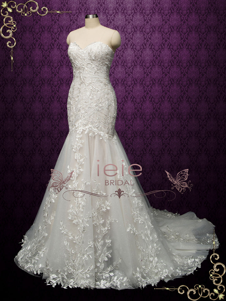 Strapless Lace Fit and Flare Wedding Dress LEIGH