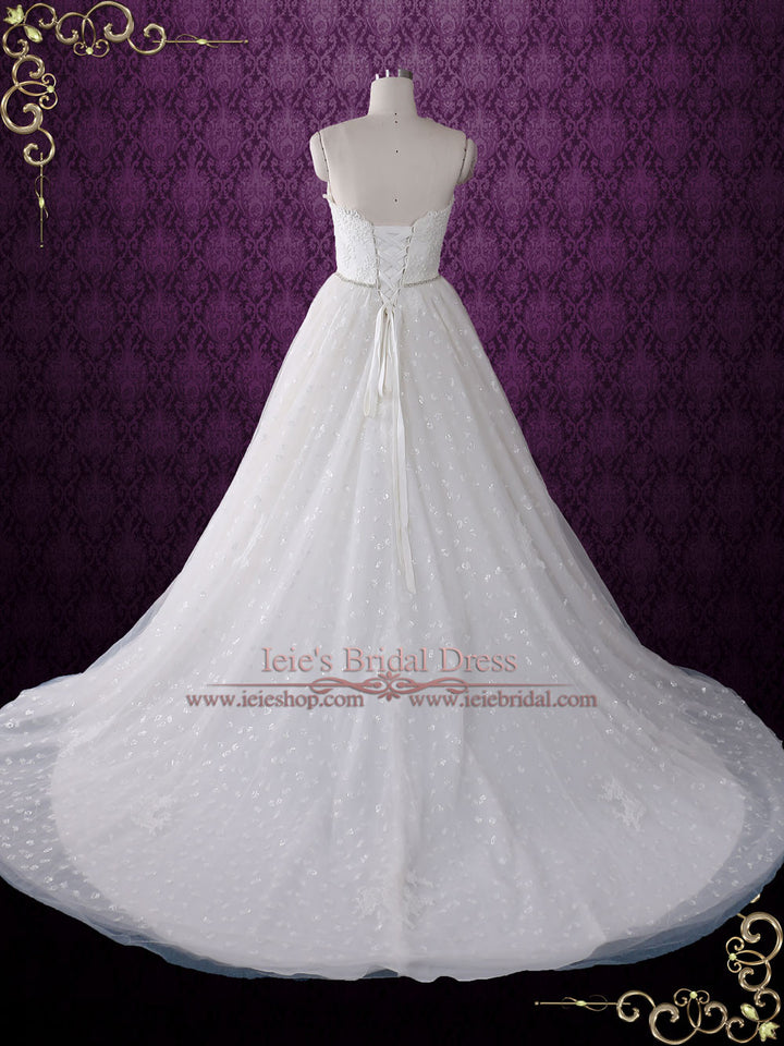 Strapless Princess Style Lace Ball Gown Wedding Dress | Claret