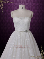 Strapless Princess Style Lace Ball Gown Wedding Dress | Claret