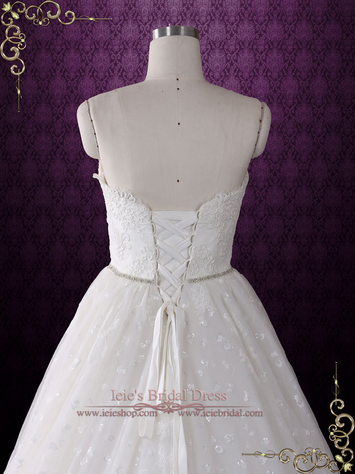 Strapless Princess Style Lace Ball Gown Wedding Dress | Claret
