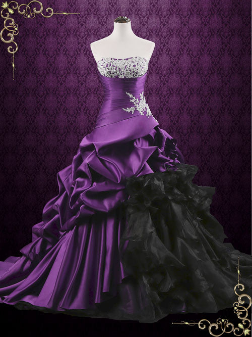 Unique Purple Lace Ball Gown Wedding Dress with Ruffles VIOLA