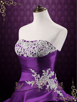 Unique Purple Lace Ball Gown Wedding Dress with Ruffles VIOLA