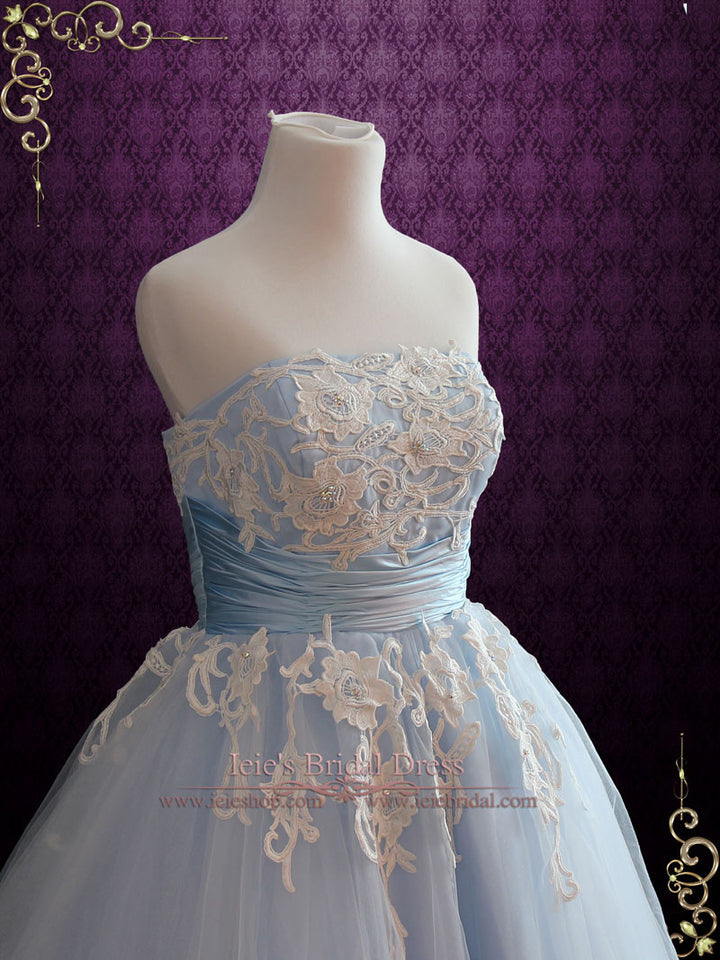 Ice Blue Retro Tea Length Ballerina Style Formal Dress KELSEY
