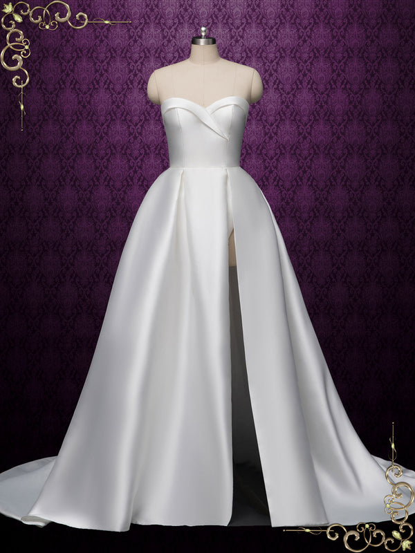 Strapless Satin Wedding Dress with Side Slit DAYNA