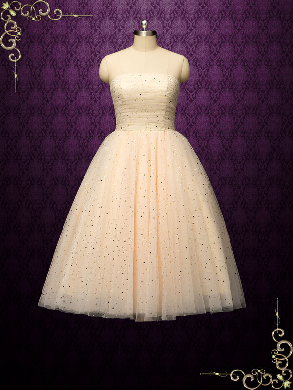 Strapless Short Stars Themed Blush Wedding Dress LYRA