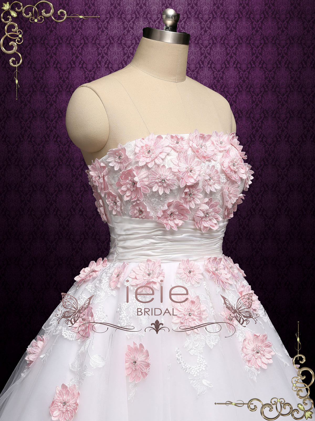Retro Vintage Style Tea Length Strapless Wedding Dress LYDIA