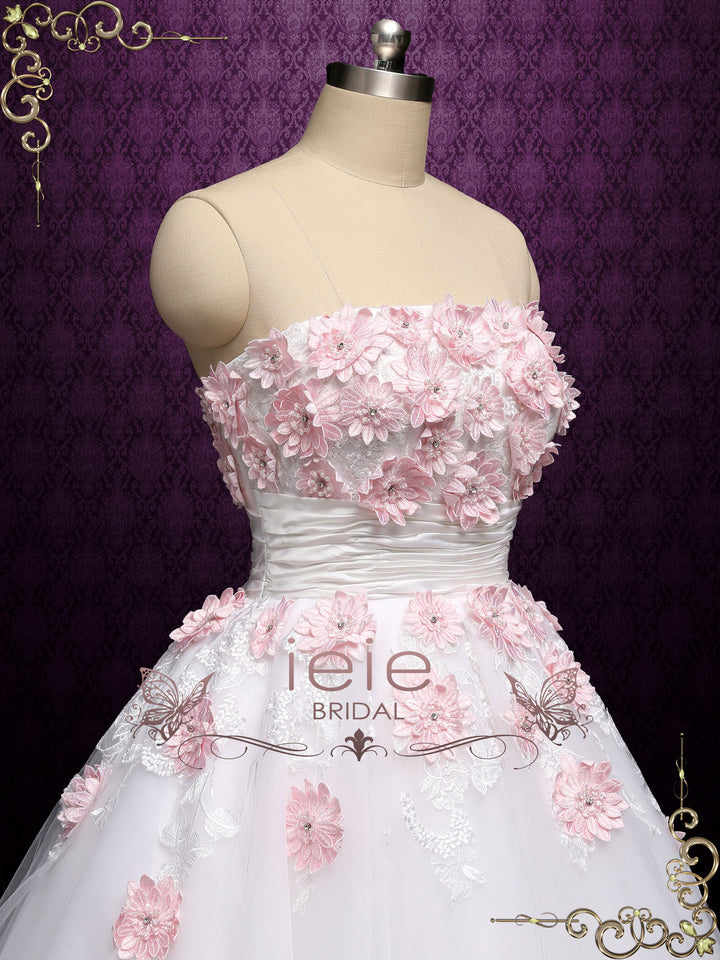 Retro Vintage Style Tea Length Strapless Wedding Dress LYDIA