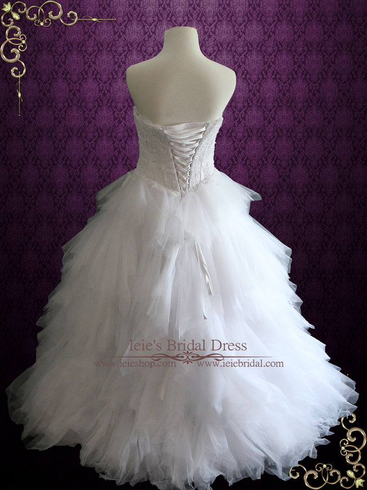 Princess Ball Gown Wedding Dress with Tulle Ruffles and Sparkly Bodice CHARLENE
