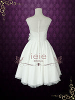 Ready to Ship Retro Modest Tea Length Chiffon Wedding Dress KATHY
