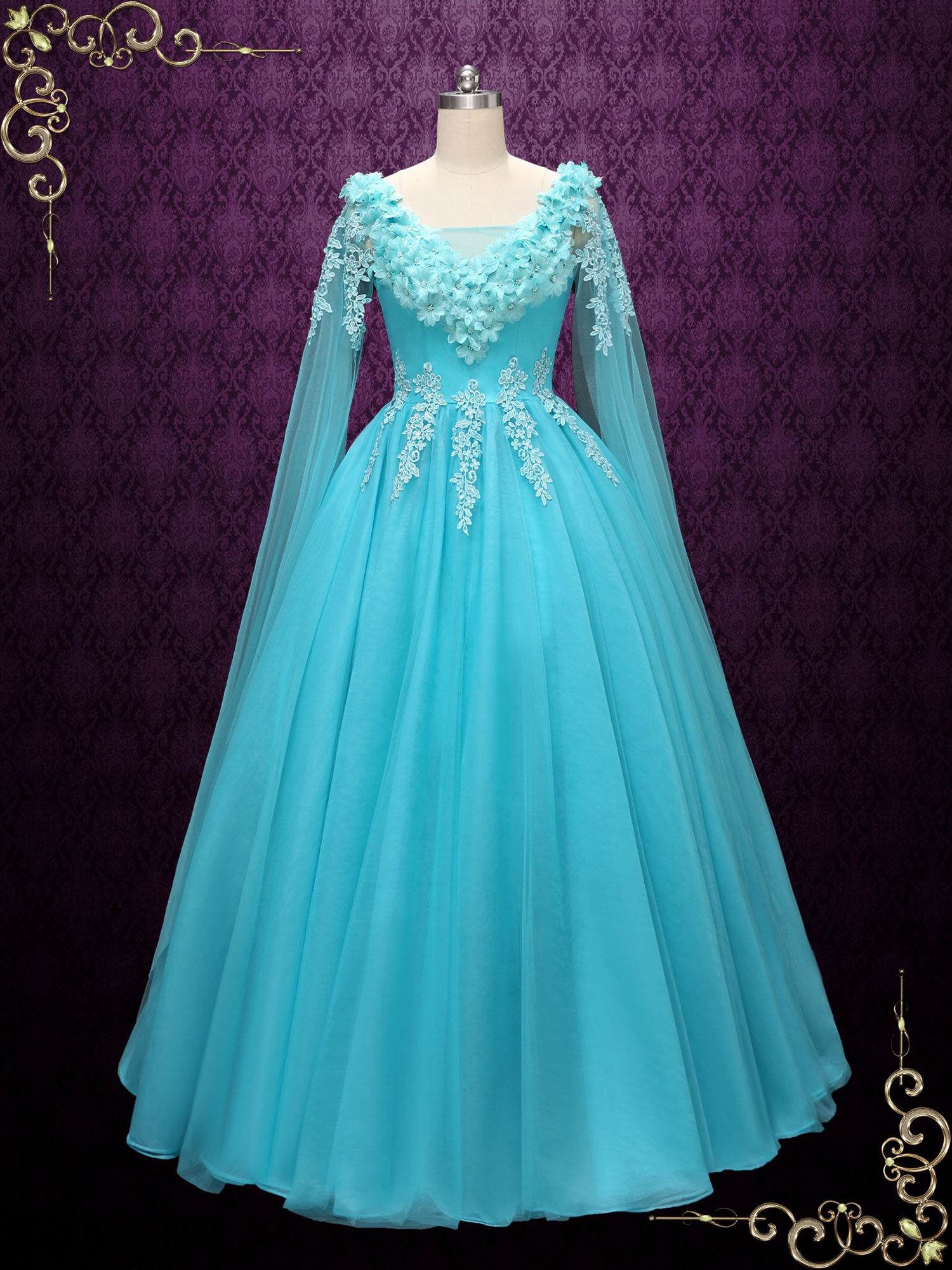 Turquoise Ball Gown Wedding Dress