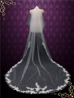 Chapel Length Lace Edge Bridal Wedding Veil with Blusher VG1016