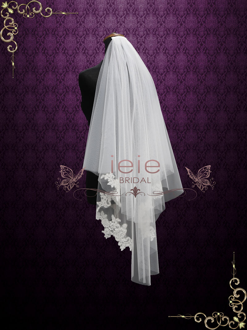 Two Layer Short Fingertip Lace Wedding Veil VG2010