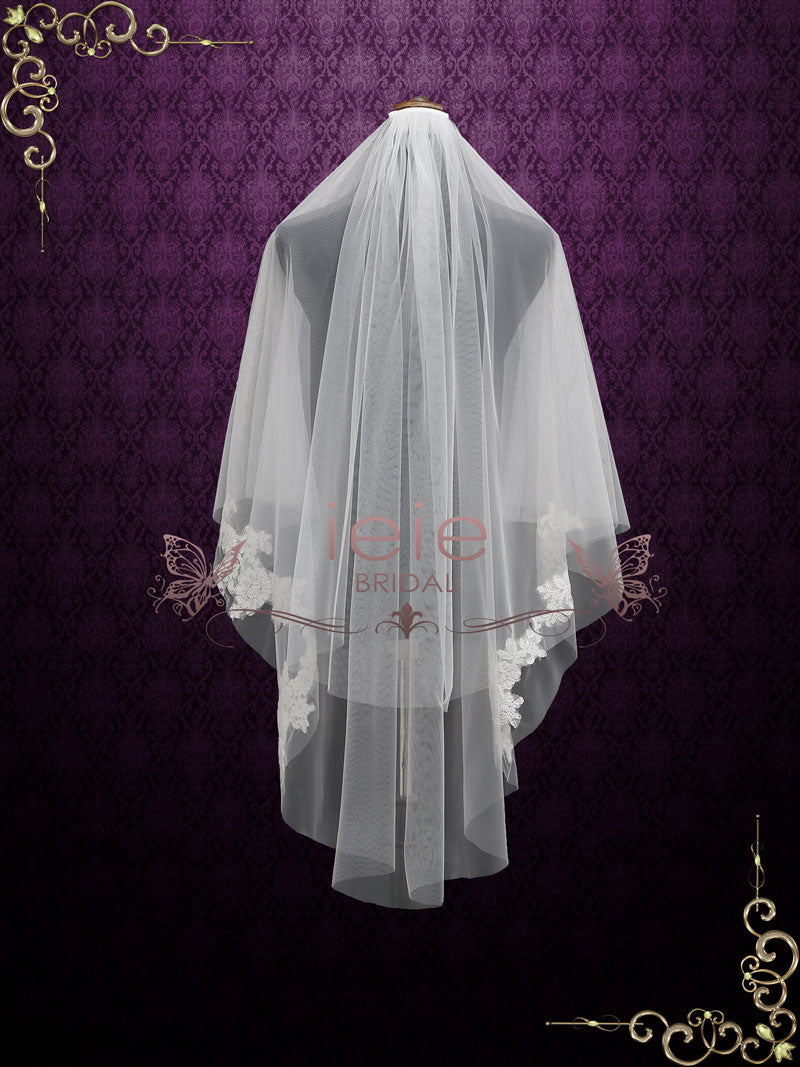 Two Layer Short Fingertip Lace Wedding Veil VG2010